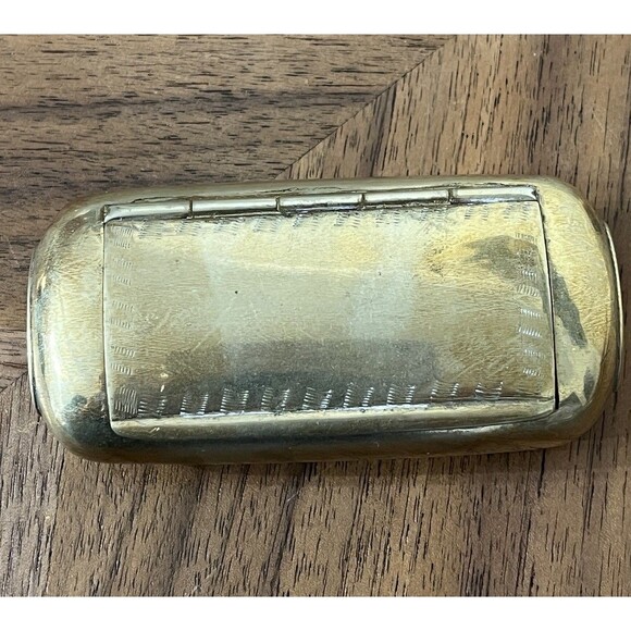 Antique 19th C. Silverplate Silver Snuff Box Hinged Top & Round Floral Box - Picture 3 of 14